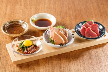 低温調理の刺し盛り三点