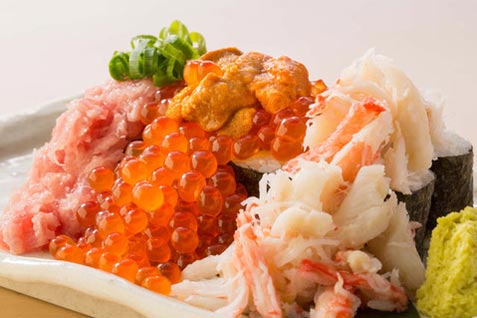 「北の味紀行と地酒 北海道 錦糸町店」の「のっけ盛り寿司」 「北の味紀行と地酒 北海道 錦糸町店」の「のっけ盛り寿司」